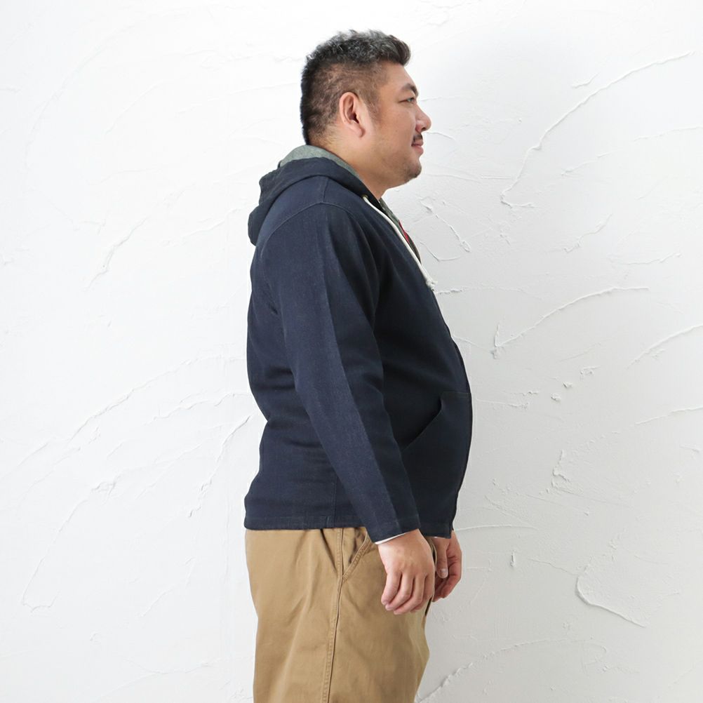 [大きいサイズ] NAVY オーガニックコットン デニムマリンパーカー キングサイズ メンズ