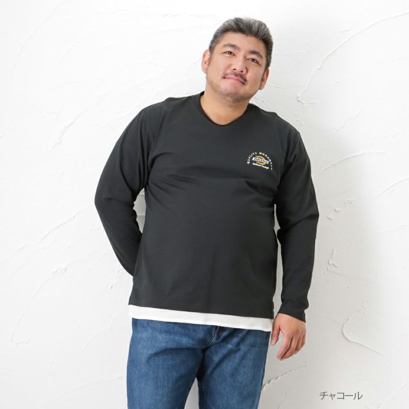 Dickies [大きいサイズ] ワンポイントレイヤードロングスリーブTシャツ