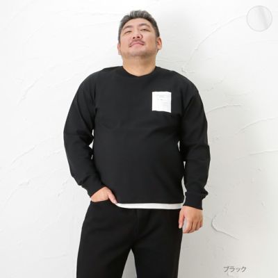 [大きいサイズ] MOSSIMO レイヤードロゴロングスリーブTシャツ キングサイズ メンズ