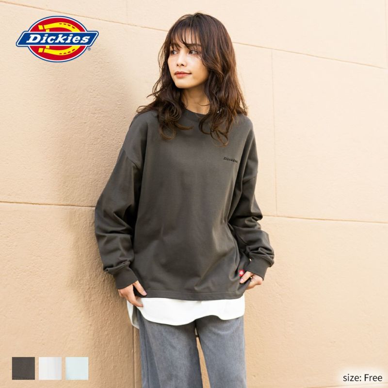 Dickies 裾ラウンドロングスリーブtシャツ レディース