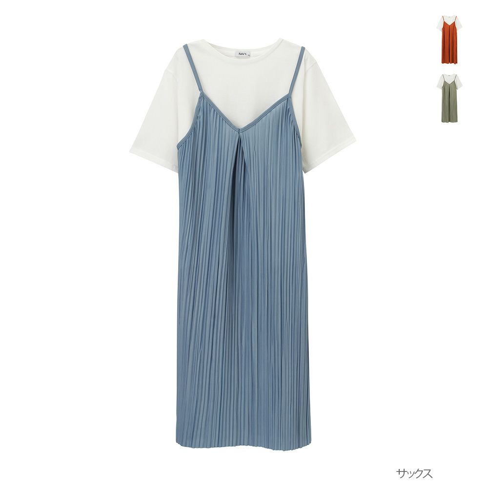 Navy カットプリーツキャミワンピースアンサンブル キッズ