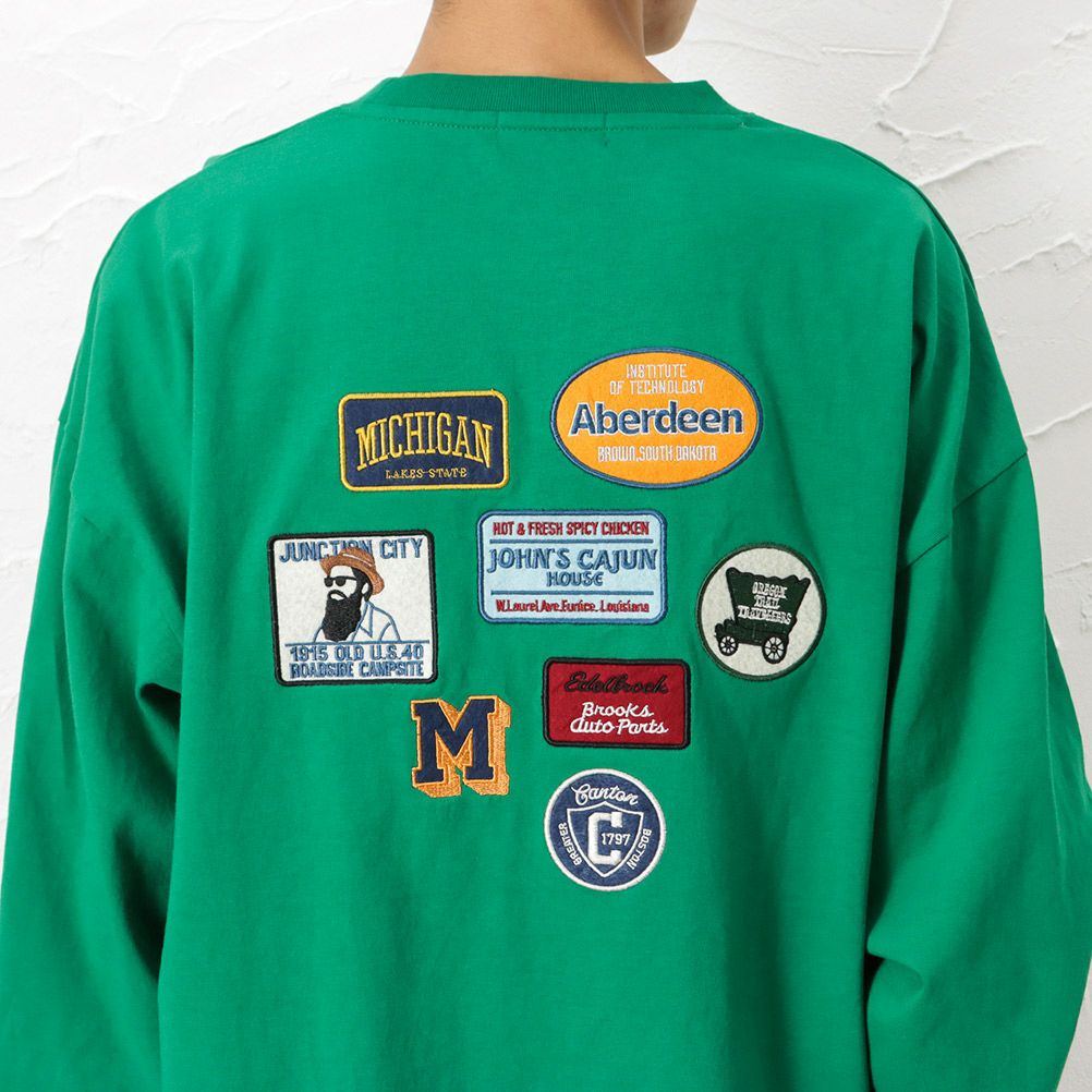 Navy 刺繍ワッペンロゴロングスリーブtシャツ メンズ Navy 刺繍ワッペンロゴロングスリーブtシャツ メンズ