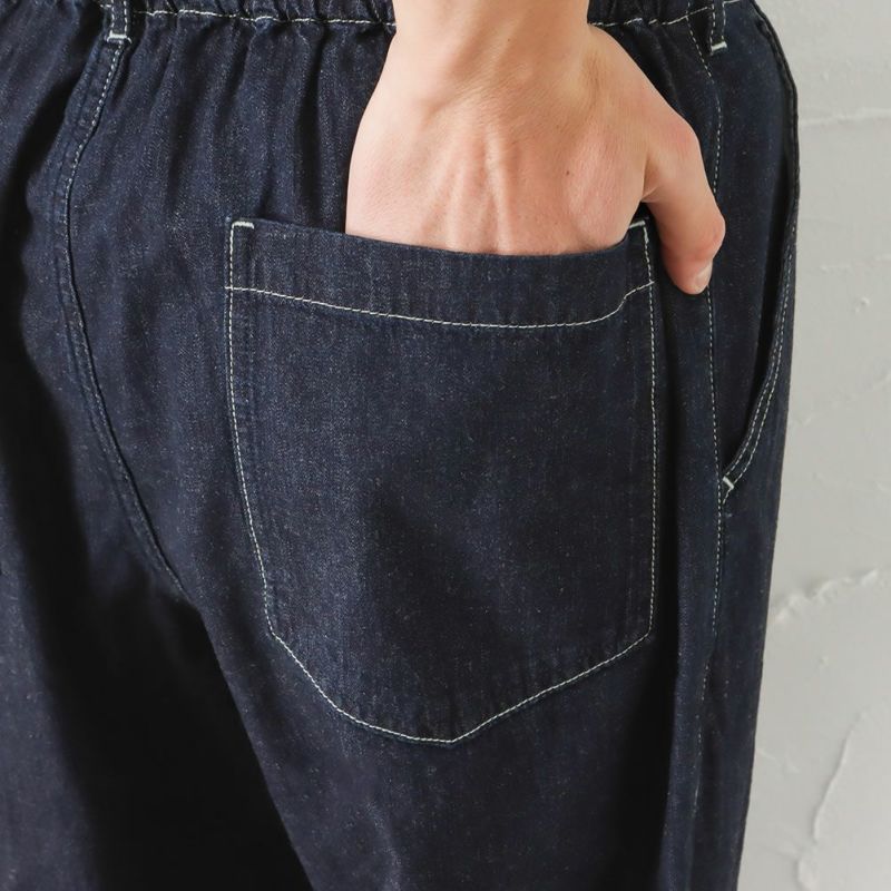 Navy 麻混デニムイージーパンツ メンズ