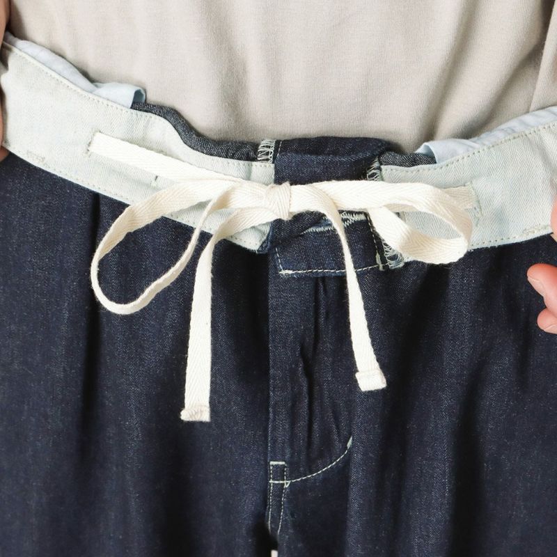 Navy 麻混デニムイージーパンツ メンズ