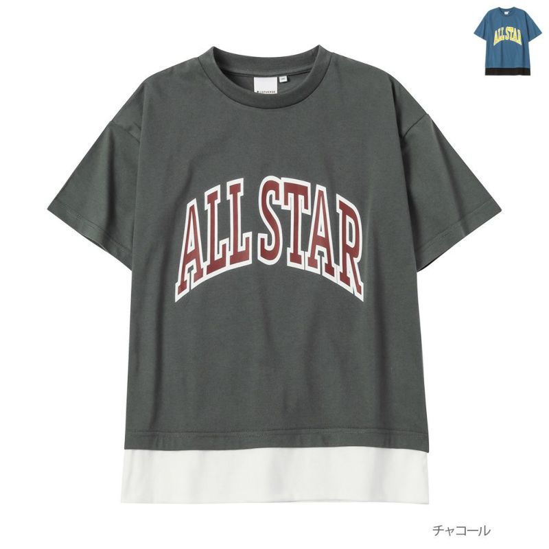 CONVERSE  フェイクレイヤードTシャツ キッズ ネコポス 対応商品商品画像-1