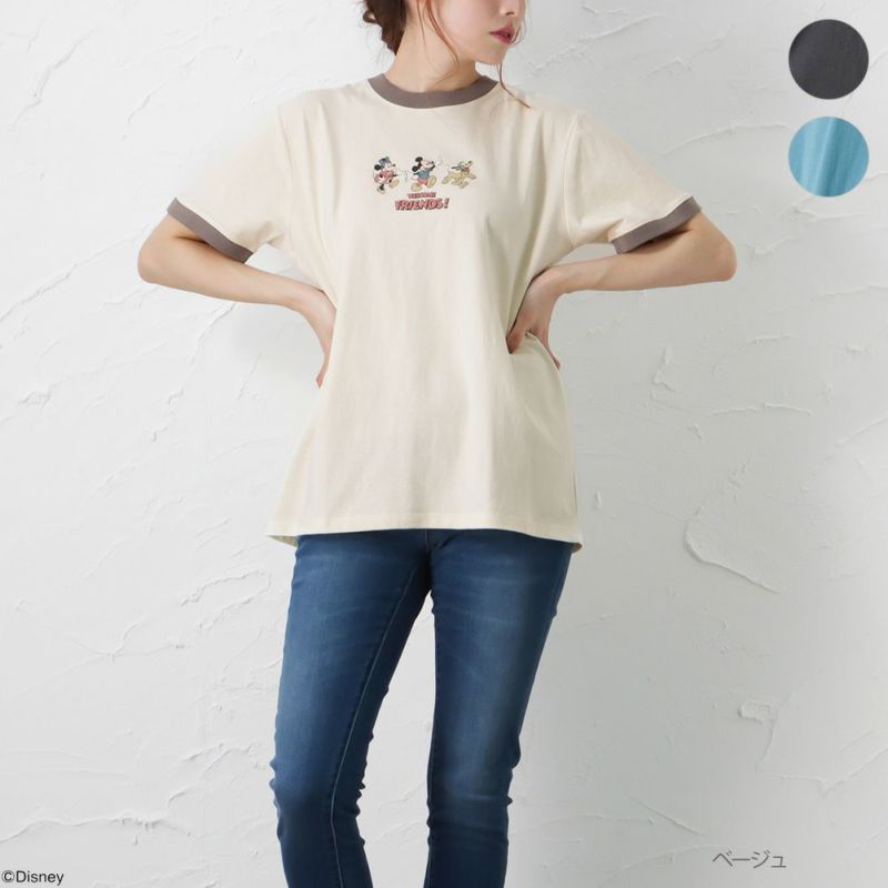 Disney レトロリンガー半袖tシャツ レディース