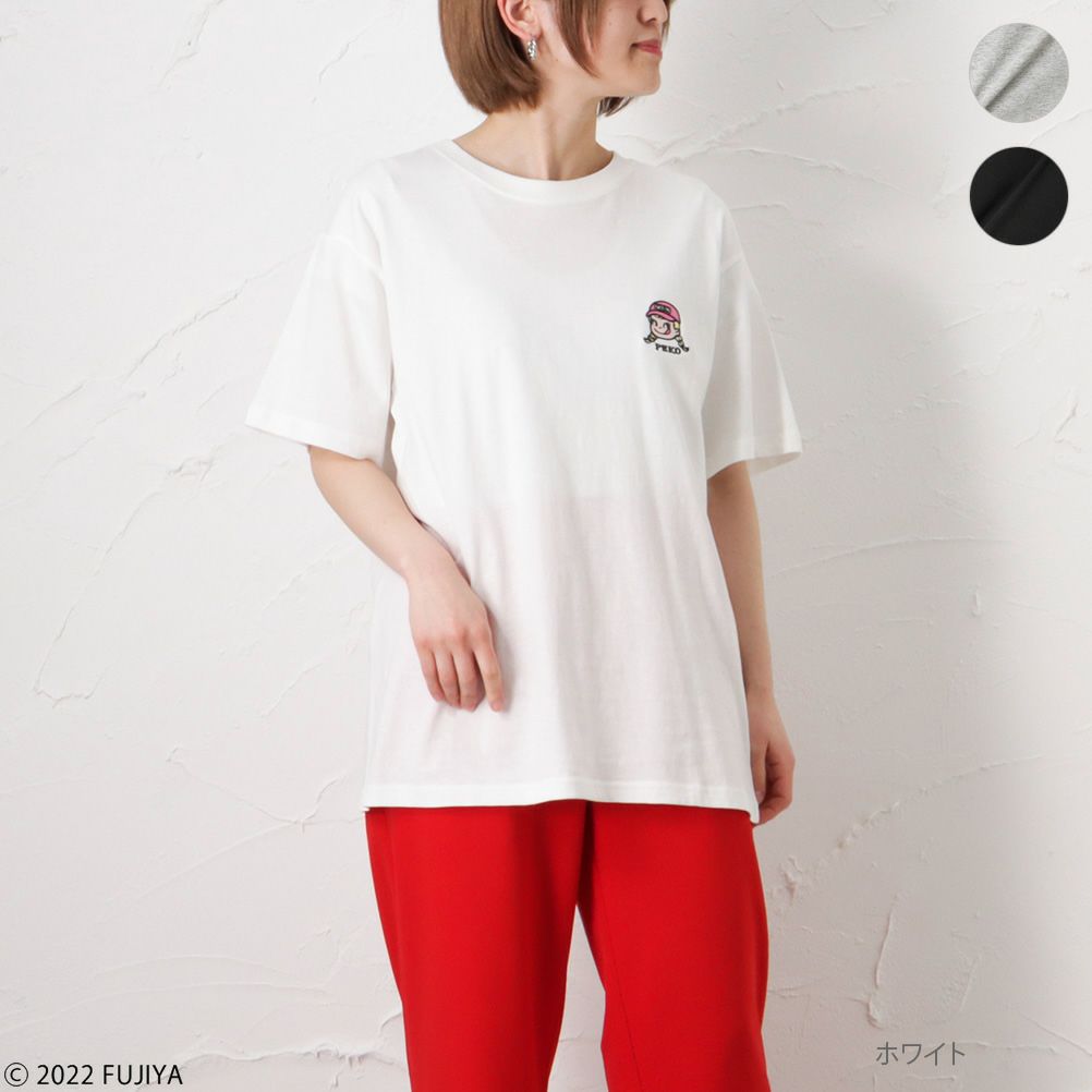 Peko 左胸ワンポイント刺繍tシャツ レディース