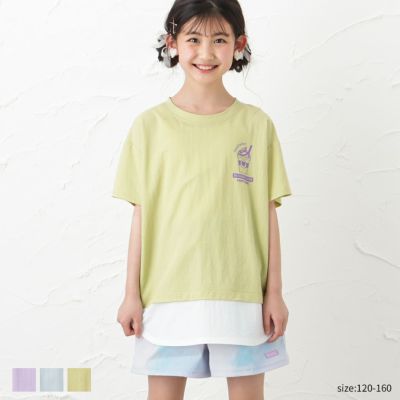 SARARI 冷感胸プリントフェイクレイヤード半袖Tシャツ キッズ ネコポス 対応商品