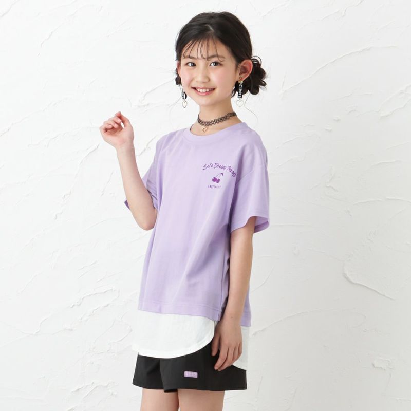 SARARI 冷感胸プリントフェイクレイヤード半袖Tシャツ キッズ ネコポス 対応商品商品画像-2