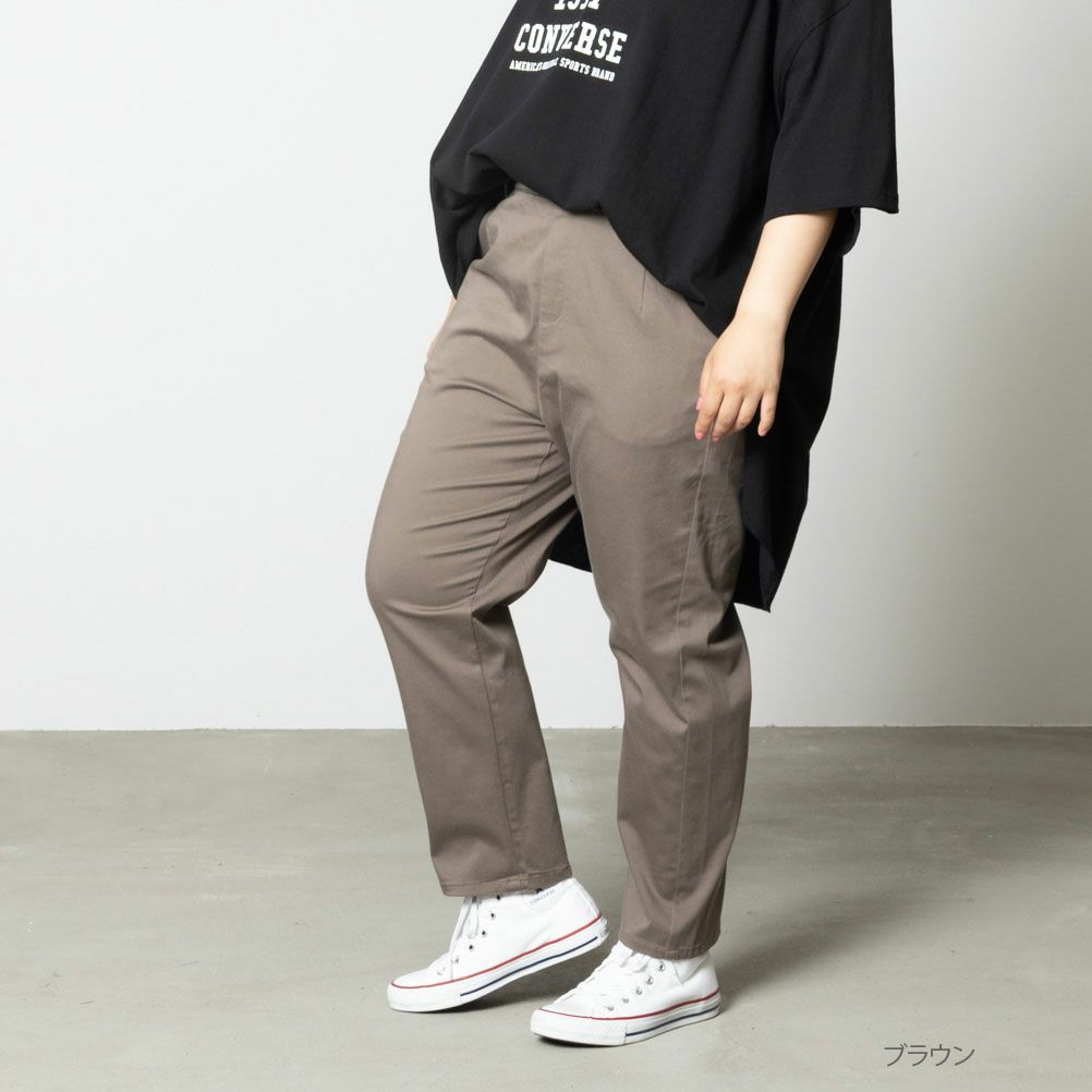 [大きいサイズ] KIYASE CRサテンテーパードパンツ クイーンサイズ レディース