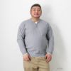 [大きいサイズ] NAVY オーガニックコットン フェイクレイヤードヘンリーネックTシャツ キングサイズ メンズ