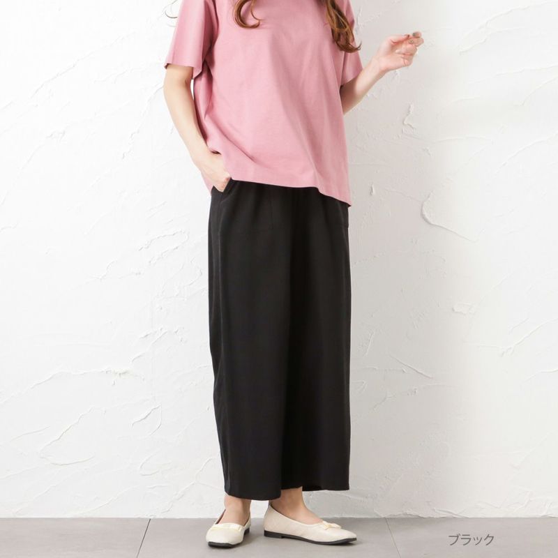 NAVY  ベルト付き麻混ワイドパンツ レディース商品画像-2