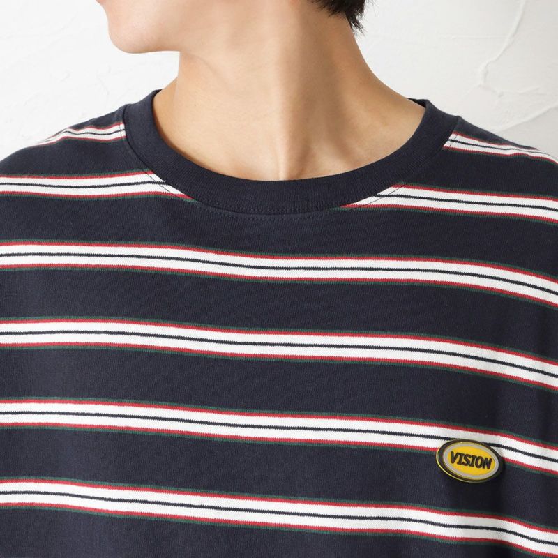 VISION STREET WEAR USAコットン ボーダーロングスリーブTシャツ