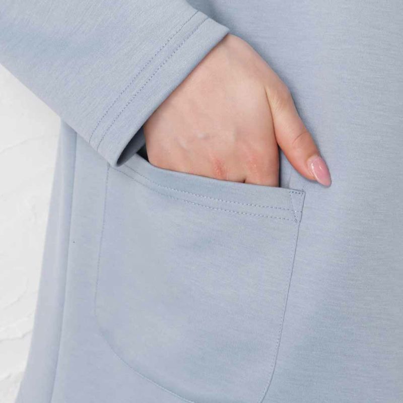 Navy ポンチ素材 フードトッパーカーディガン レディース Navy ポンチ素材 フードトッパーカーディガン レディース