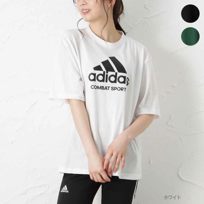 adidas ロゴプリントTシャツ レディース