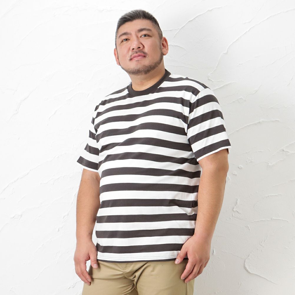 Orgabits 大きいサイズ ボーダークルーネック半袖tシャツ キングサイズ メンズ Orgabits 大きいサイズ ボーダークルーネック半袖tシャツ キングサイズ メンズ