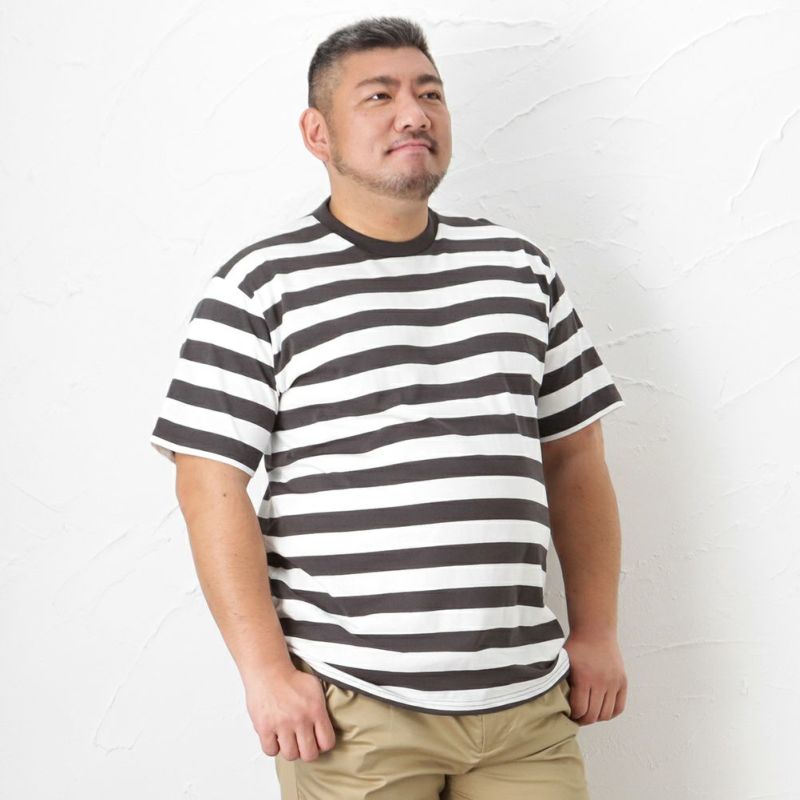Orgabits 大きいサイズ ボーダークルーネック半袖tシャツ キングサイズ メンズ Orgabits 大きいサイズ ボーダークルーネック半袖tシャツ キングサイズ メンズ