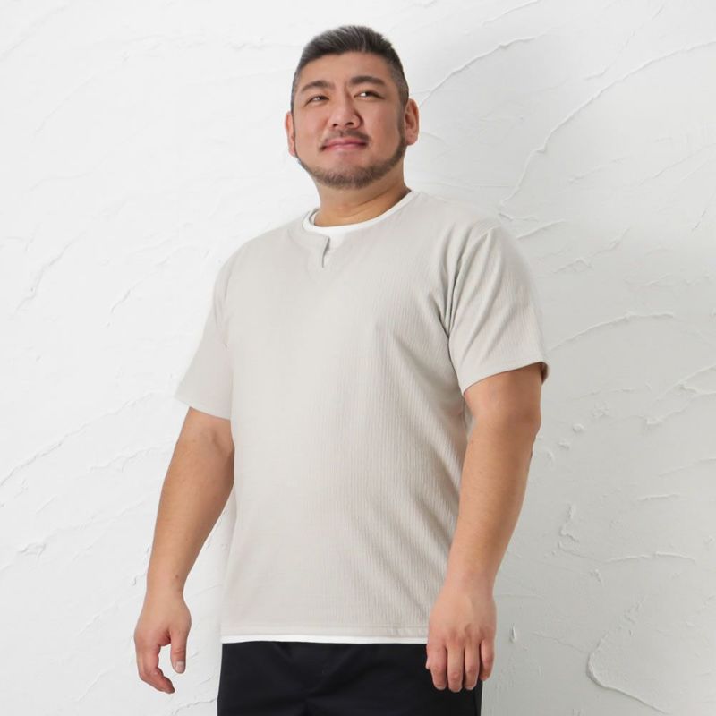 Orgabits 大きいサイズ フェイクレイヤード半袖tシャツ キングサイズ メンズ