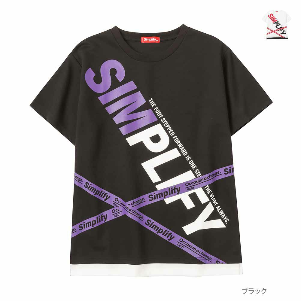 Simplify ポンチ素材 ロゴラインTシャツ キッズ