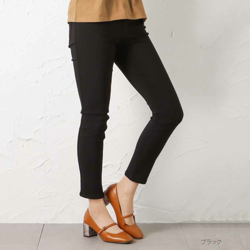 Navy 裏メッシュボンディングスキニーパンツ レディース