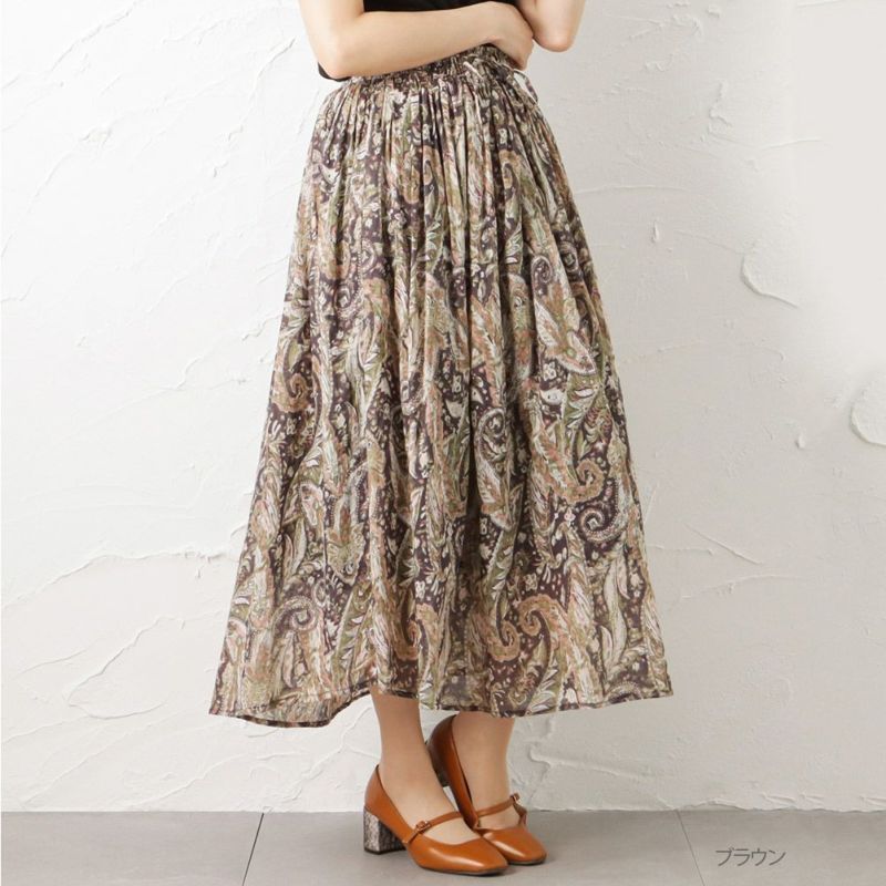 【オンラインストア限定】綿ボイル総柄スカート レディース商品画像-4