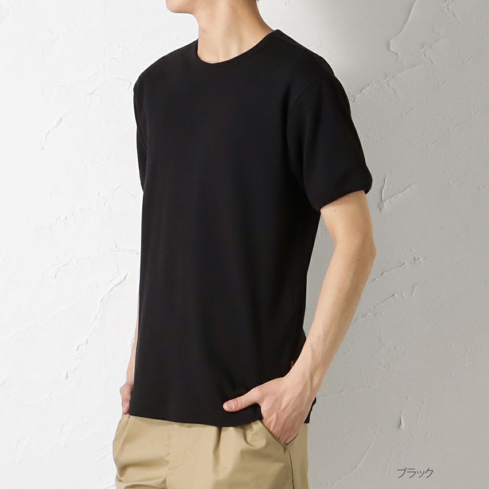 Alpha リブクルーネック半袖tシャツ メンズ Alpha リブクルーネック半袖tシャツ メンズ