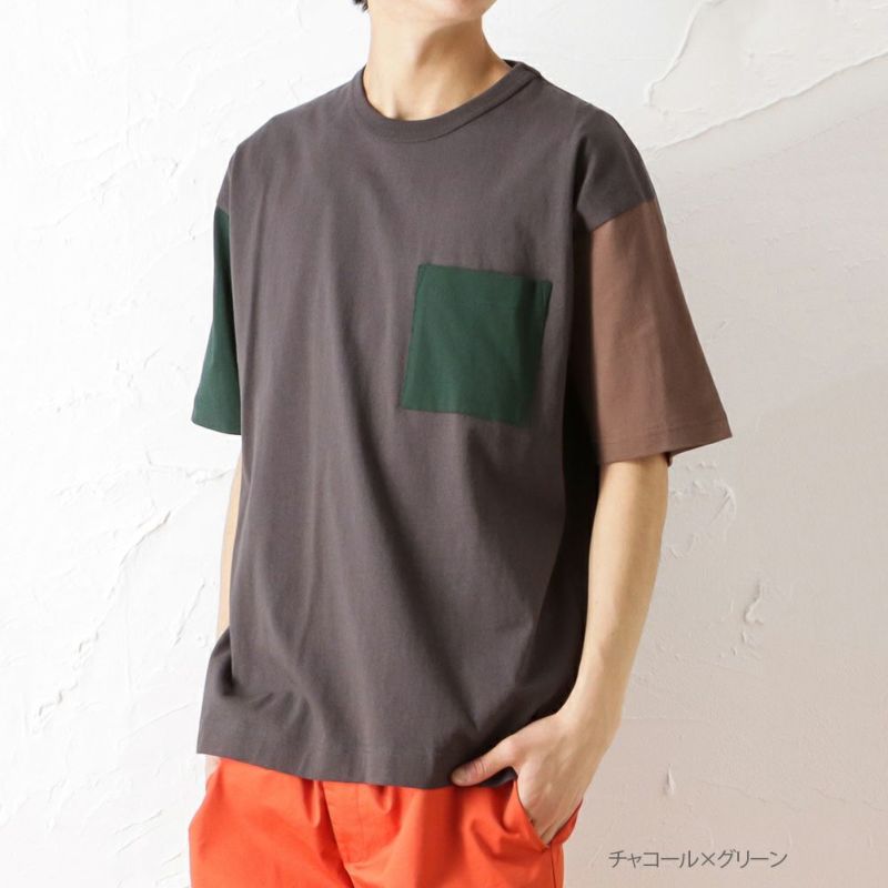 GOOD CREW USAコットン クレイジー切替半袖Tシャツ メンズ GOOD CREW USAコットン クレイジー切替半袖Tシャツ メンズ