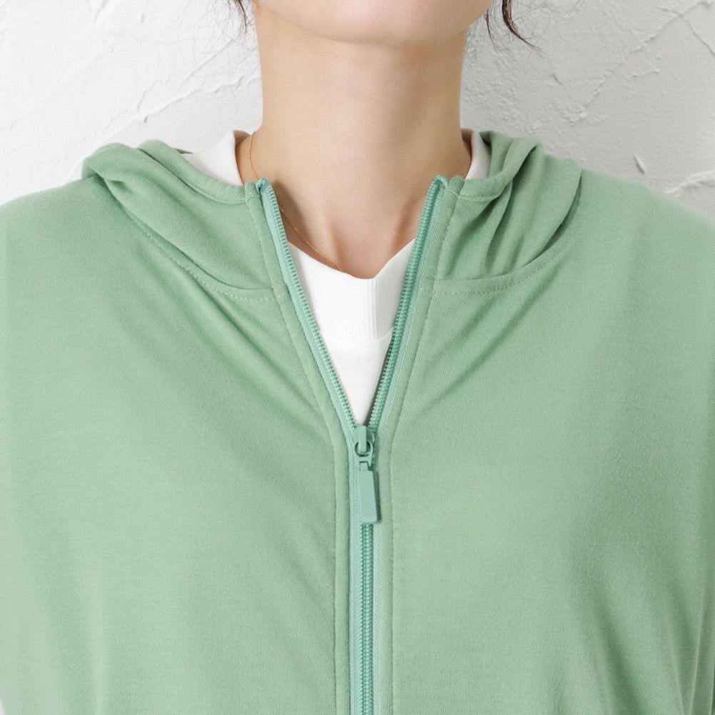 Navy Uvカット長袖パーカー レディース