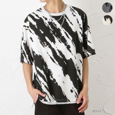 【オンラインストア限定】ポンチ素材 アクセ付き総柄Tシャツ メンズ
