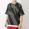 ポンチ素材 アクセ付き総柄Tシャツ メンズ