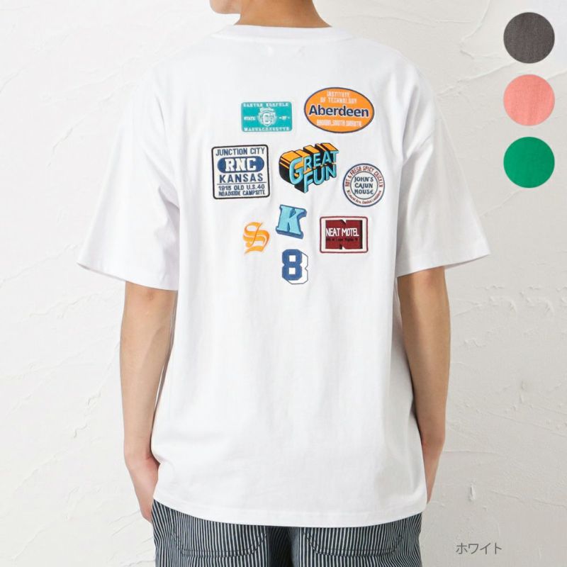 ワッペンコラージュTシャツ メンズ ネコポス 対応商品商品画像-1