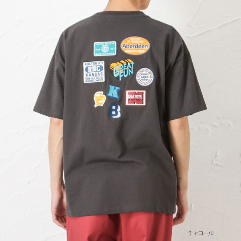 ワッペンコラージュTシャツ メンズ ネコポス 対応商品商品画像-2