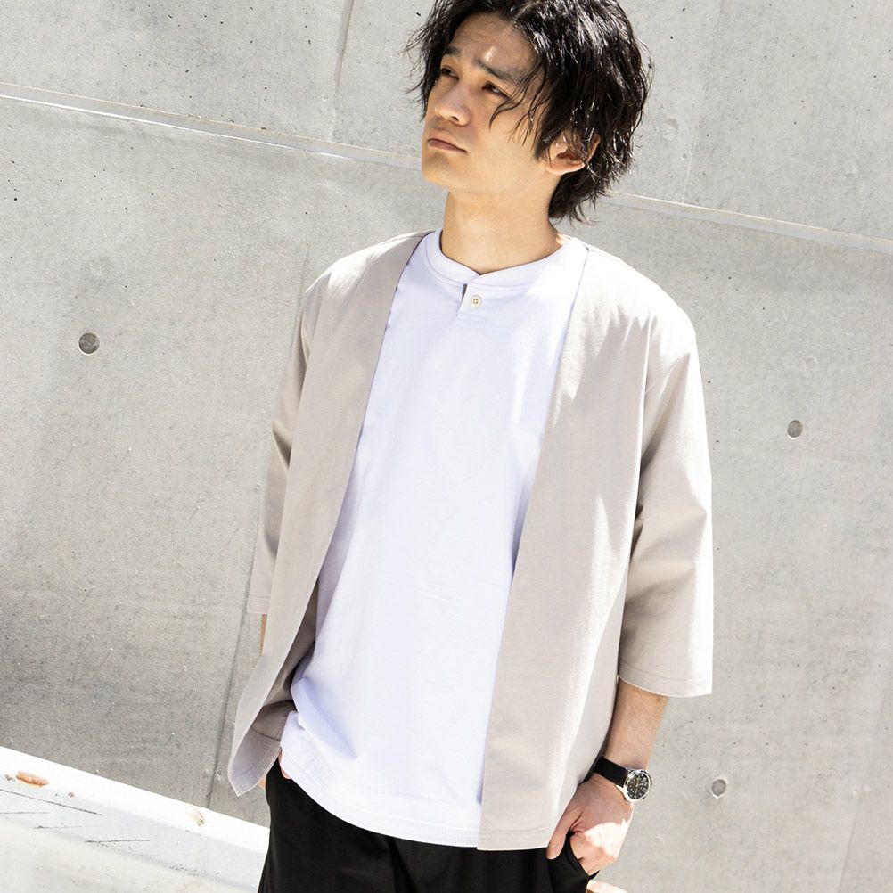 Sarari 冷感ボタンレスカーディガン メンズ Sarari 冷感ボタンレスカーディガン メンズ