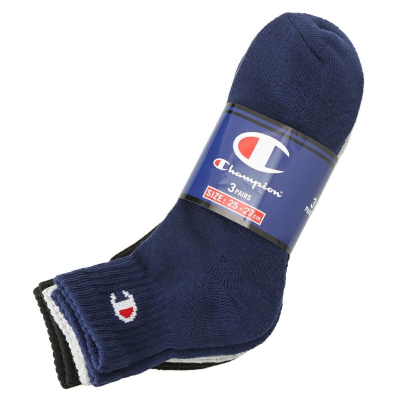 Champion クォーターレングスソックス ワンポイント 3足組 メンズ チャンピオン champion メンズ ソックス 靴下 値下げ!!