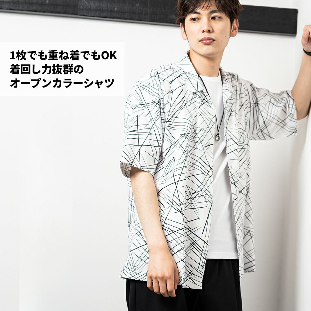 Urban Collection 幾何学柄オープンシャツ メンズ
