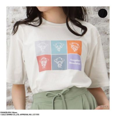 【キーホルダー付き】EVANGELION×シナモロール フロントプリントTシャツ レディース ネコポス 対応商品