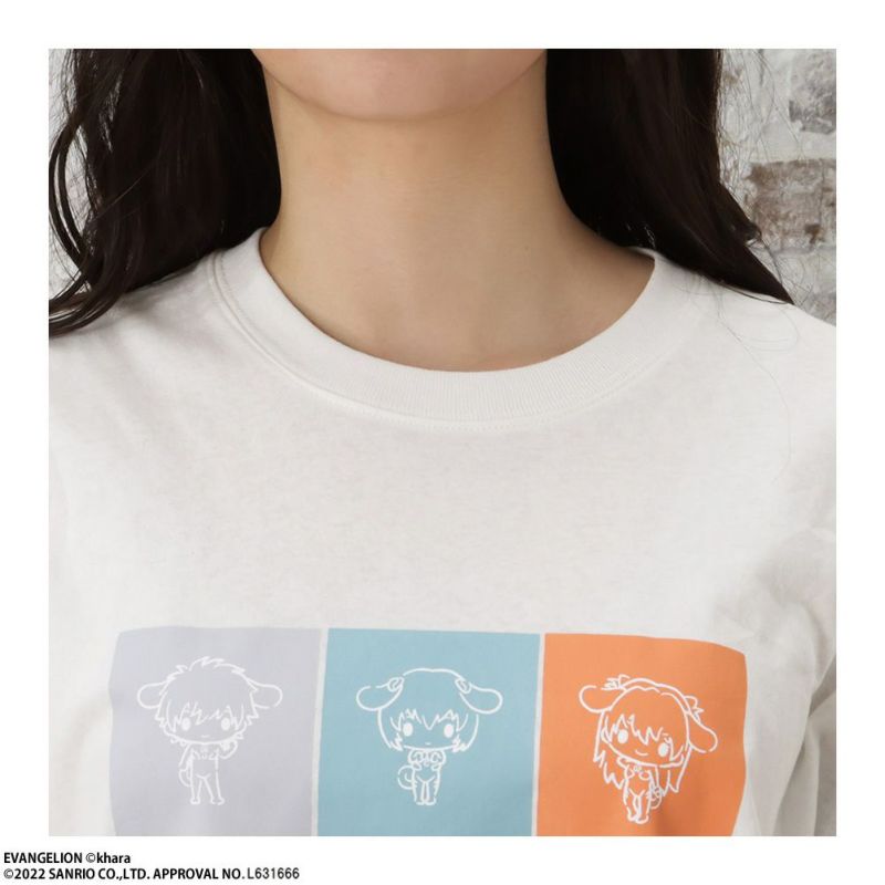 Evangelion シナモロール フロントプリントtシャツ レディース