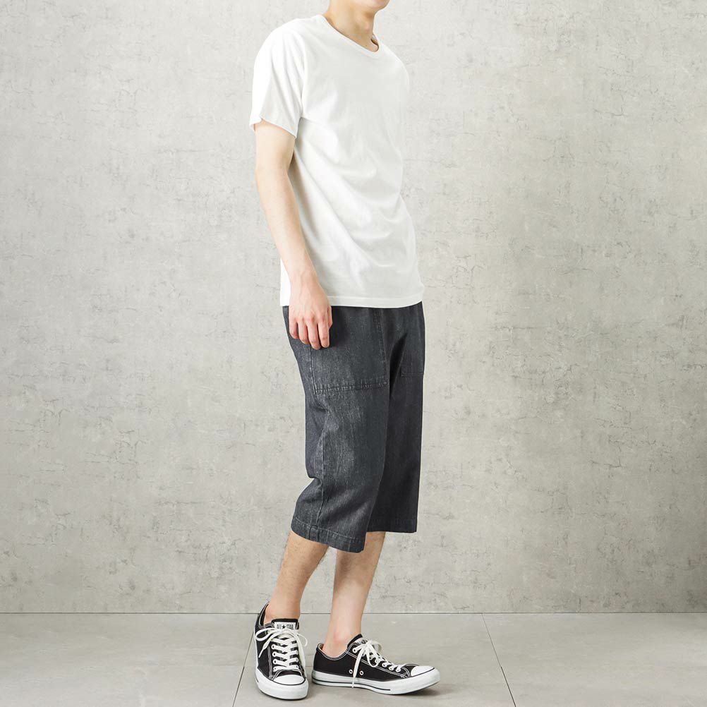Navy ライトデニムハーフパンツ メンズ