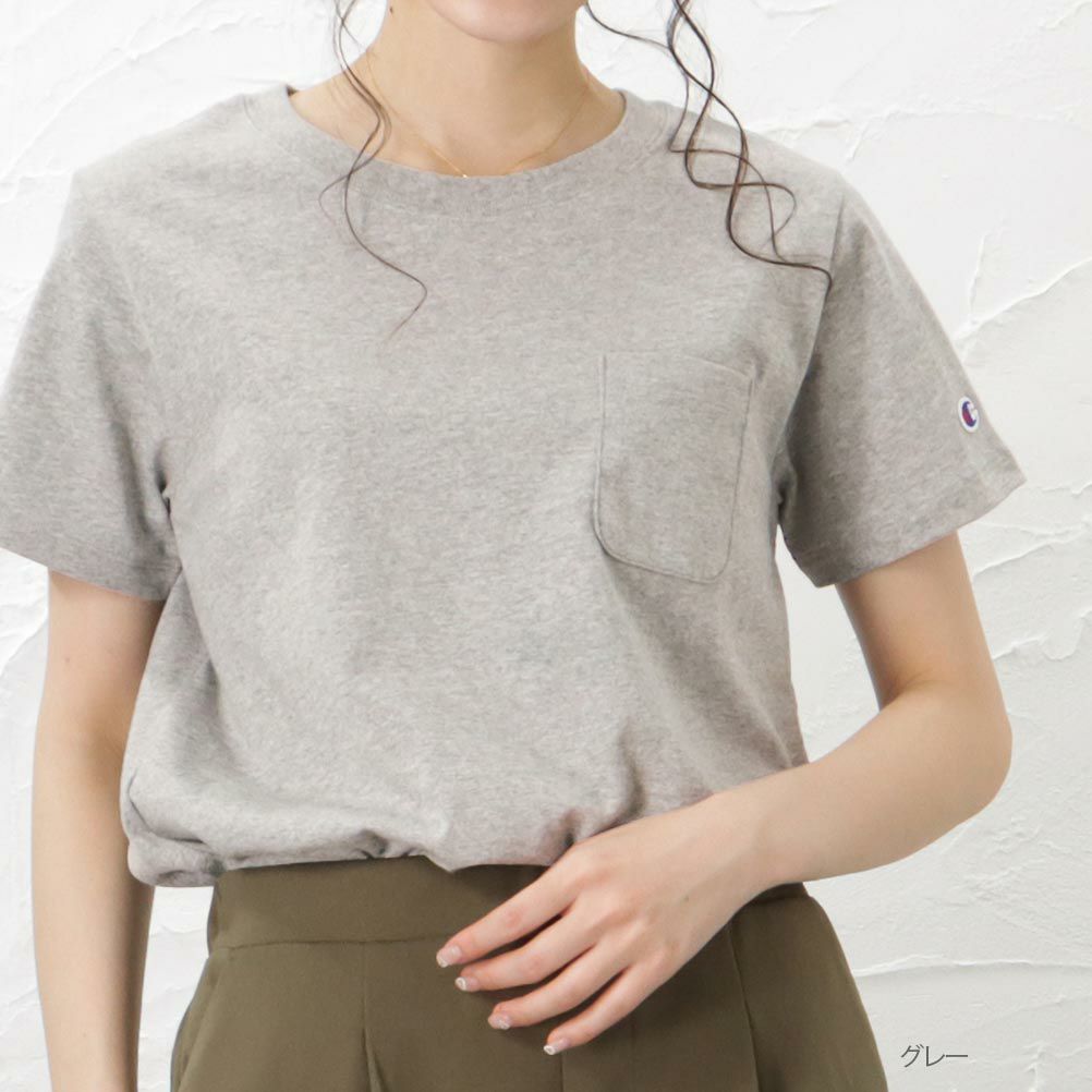 Champion 無地ポケットtシャツ レディース