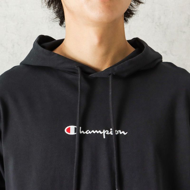 Champion ロゴ刺繍フード付きロングスリーブＴシャツ メンズ