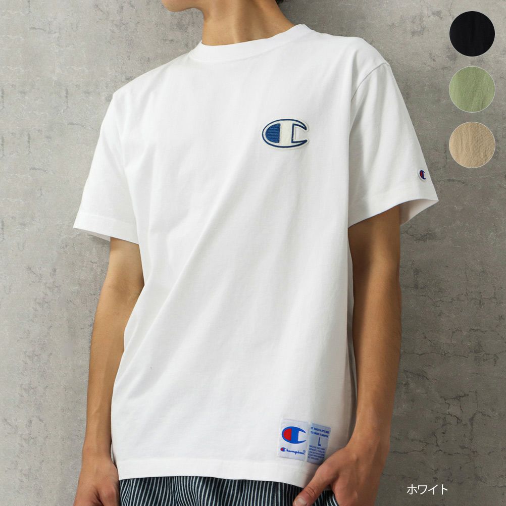 Champion 左胸フェルトCワッペンTシャツ メンズ