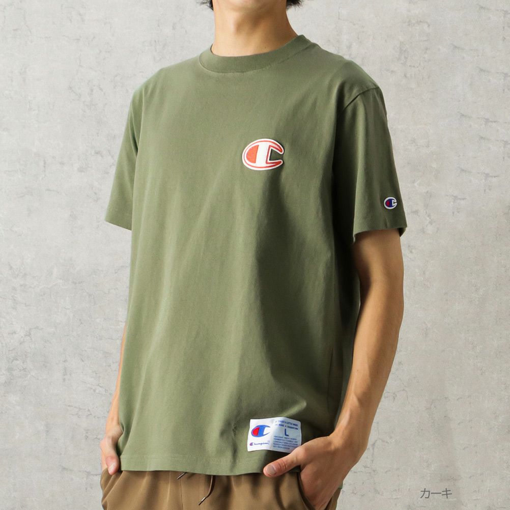 Champion 左胸フェルトCワッペンTシャツ メンズ