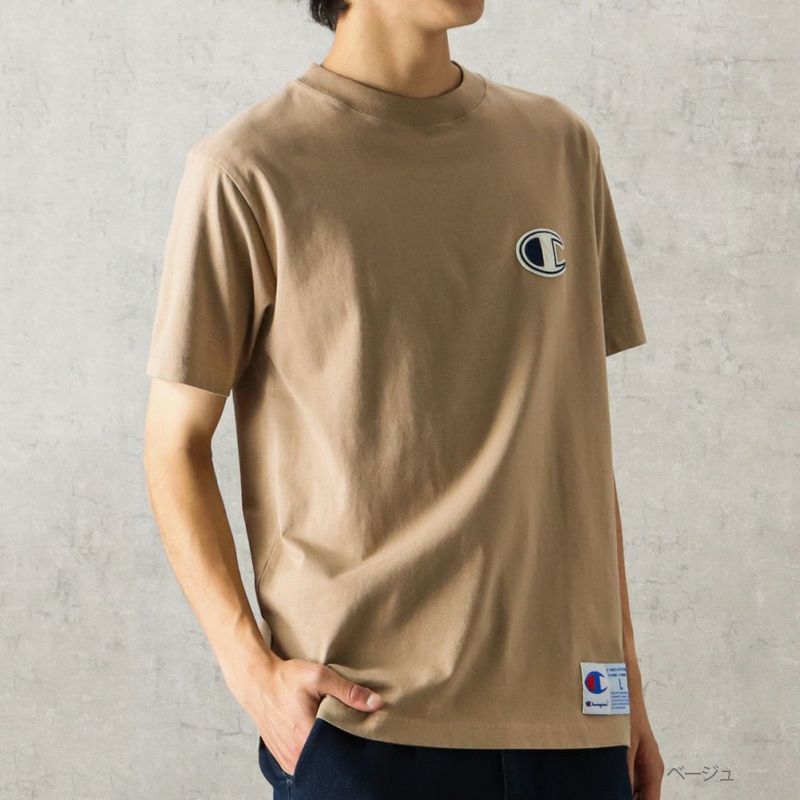 Champion 左胸フェルトCワッペンTシャツ メンズ