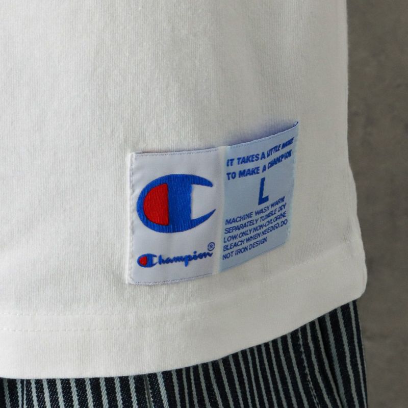 Champion 左胸フェルトCワッペンTシャツ メンズ