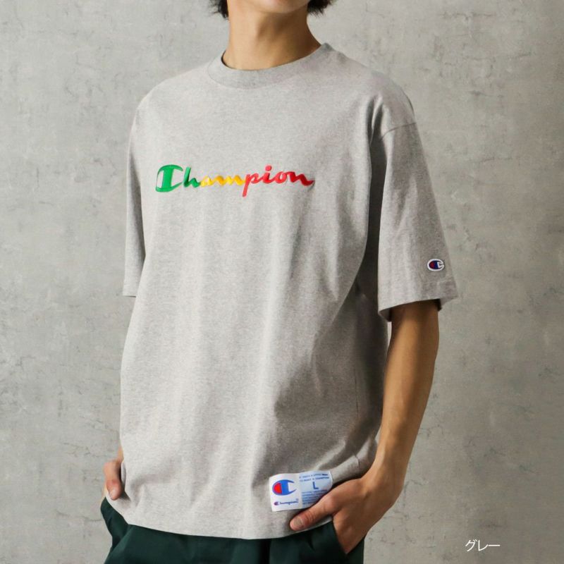 Champion スクリプトロゴ刺繍Tシャツ メンズ