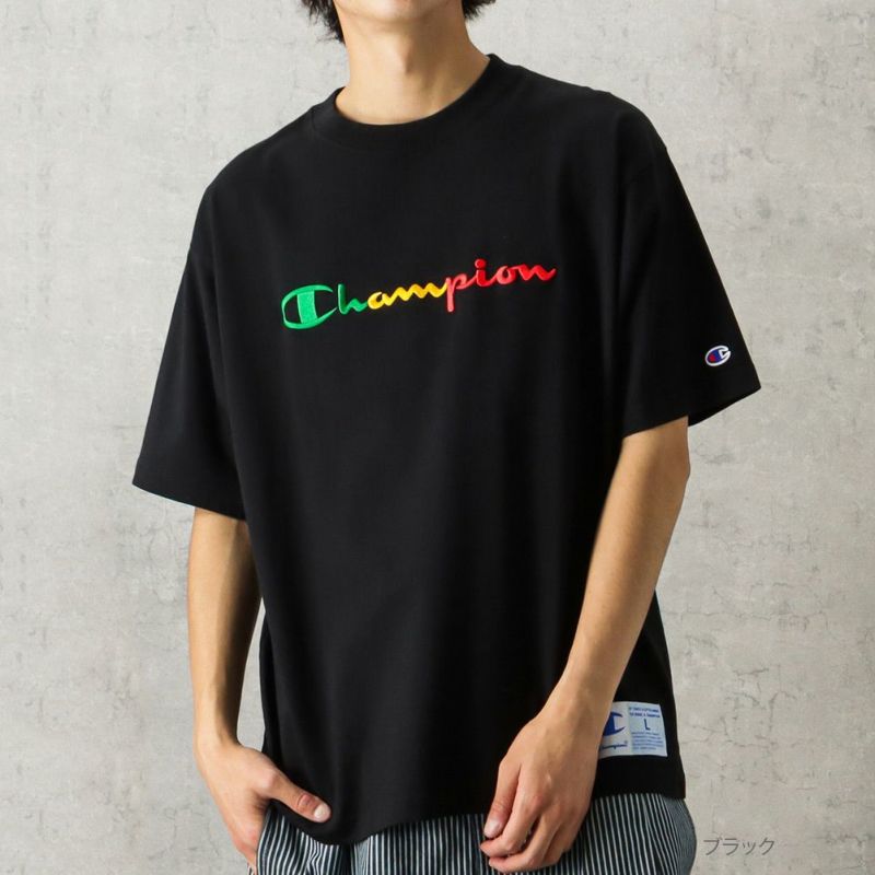 Champion スクリプトロゴ刺繍Tシャツ メンズ