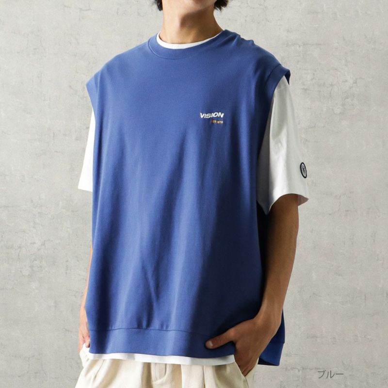 VISION STREET WEAR 鹿の子ベストアンサンブルTシャツ メンズ