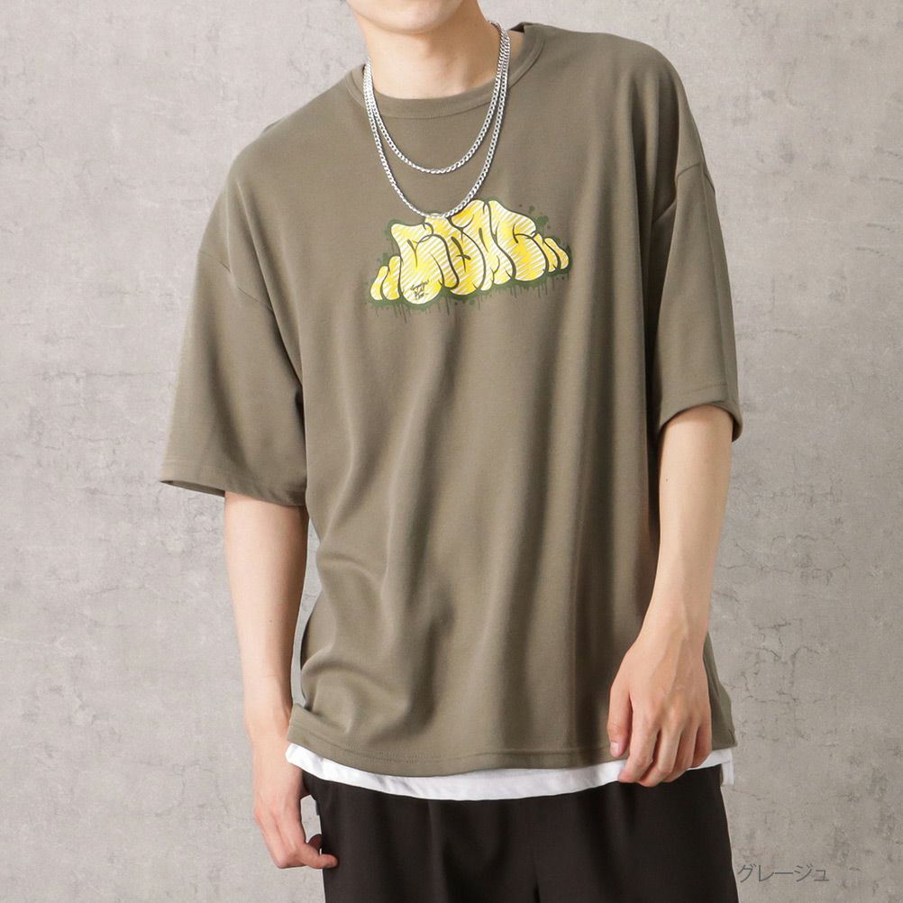 【オンラインストア限定】ポンチ素材 プリントTシャツアンサンブル アクセサリー付き メンズ メール便 対応商品商品画像-3