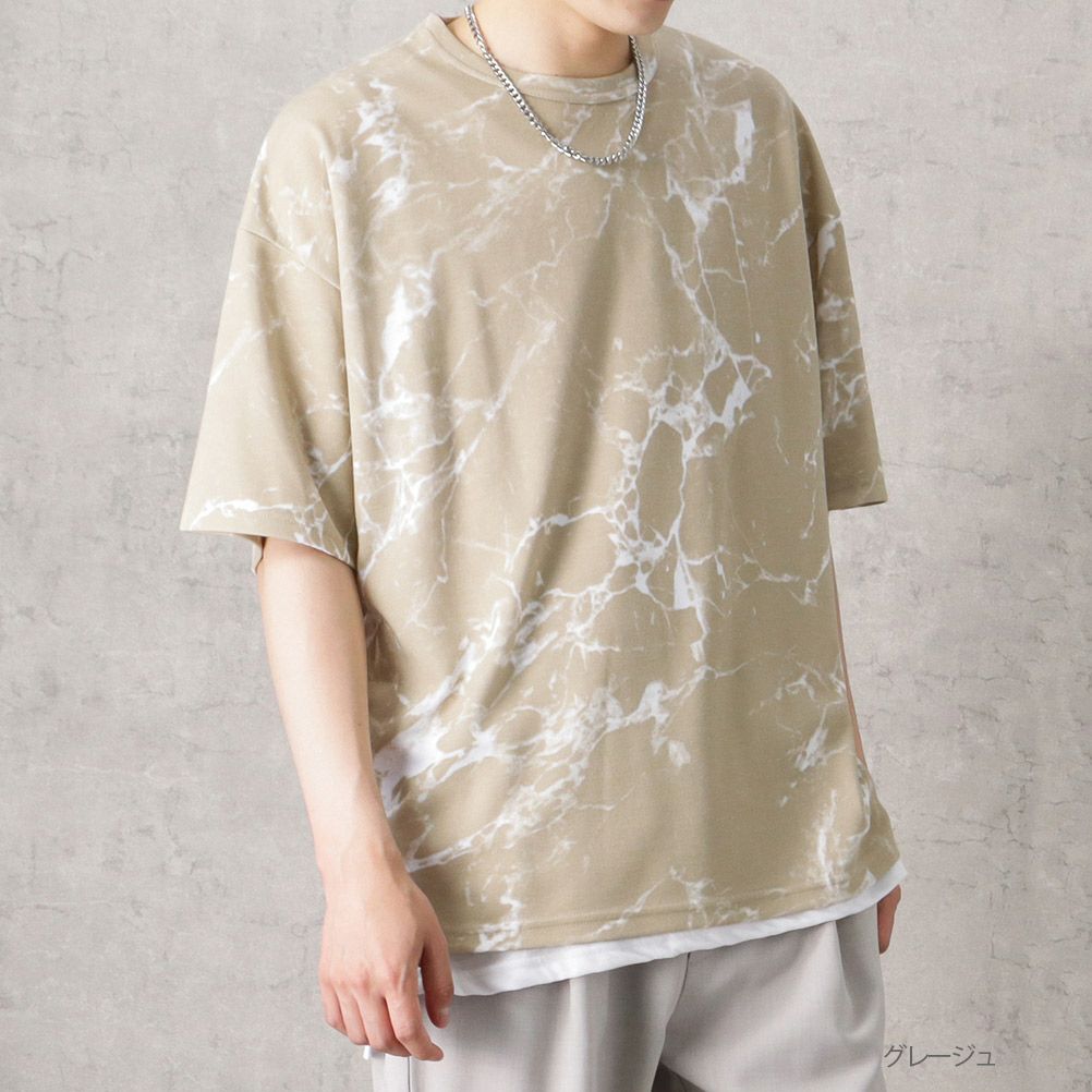 ポンチ素材 総柄プリントTシャツアンサンブル アクセサリー付き メンズ ネコポス 対応商品