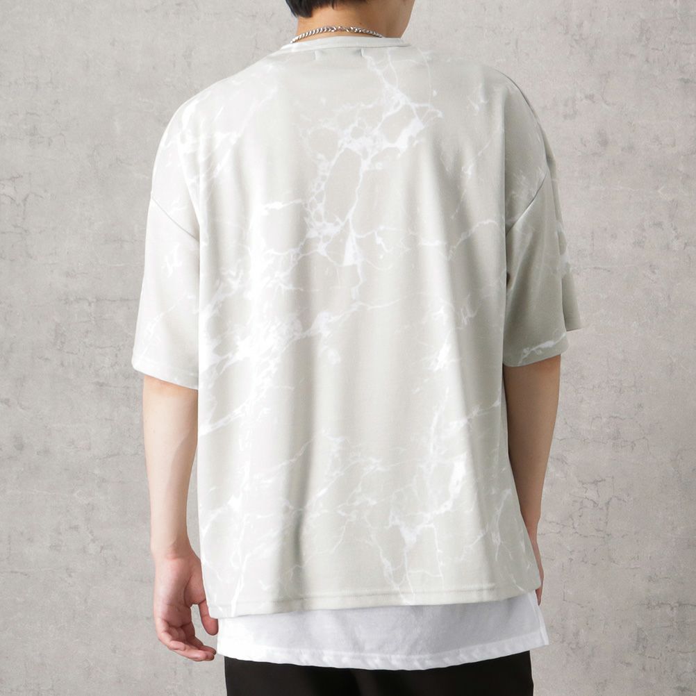 ポンチ素材 総柄プリントTシャツアンサンブル アクセサリー付き メンズ ネコポス 対応商品